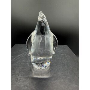 🐧✨ Steuben Crystal Father Penguin Figurine – 4" – Art Glass Collectible ✨🐧